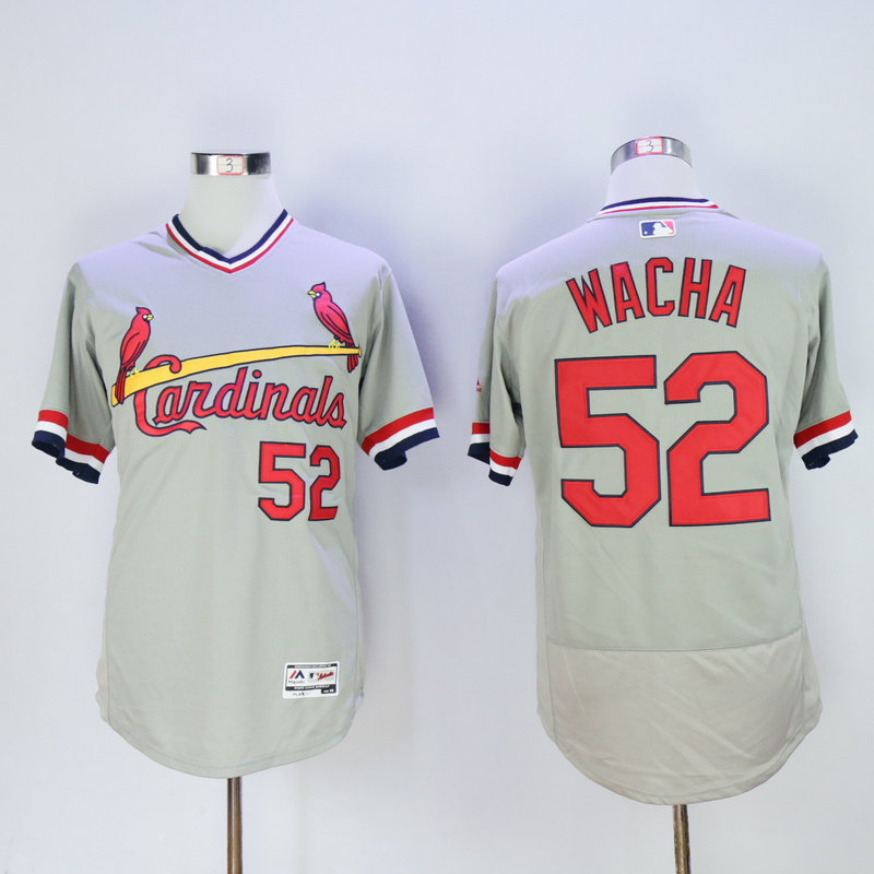 Men St. Louis Cardinals 52 Wacha Grey Throwback Elite MLB Jerseys